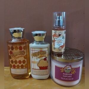 Bath & Body Works Pumpkin Cupcake Bundle Lotion Shower Gel Mist Candle NEW